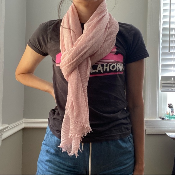 made in Florence Italy muted pale pink multi use wrap scarf shawl 100% cotton - Picture 3 of 15